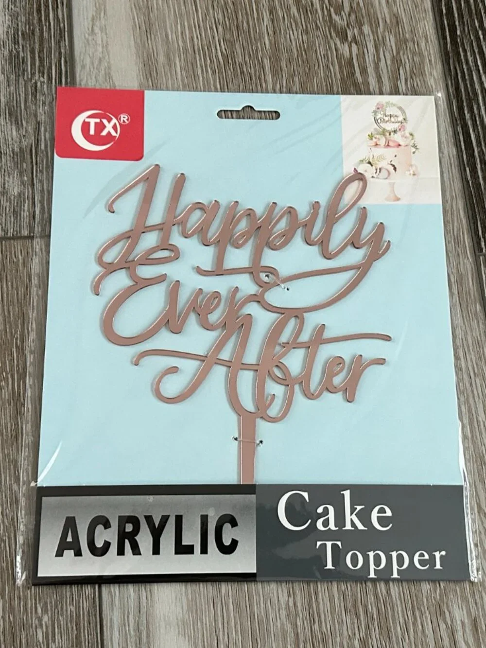 NWT TX Acrylic Cake Topper Happily Ever After in Gold Weddings Wedding Shower